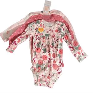 Carters Girls 3 Pack Long Sleeve Bodysuits